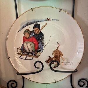 Norman Rockwell Gorham China limited edition plate‎ Winter Downhill Darling 10”